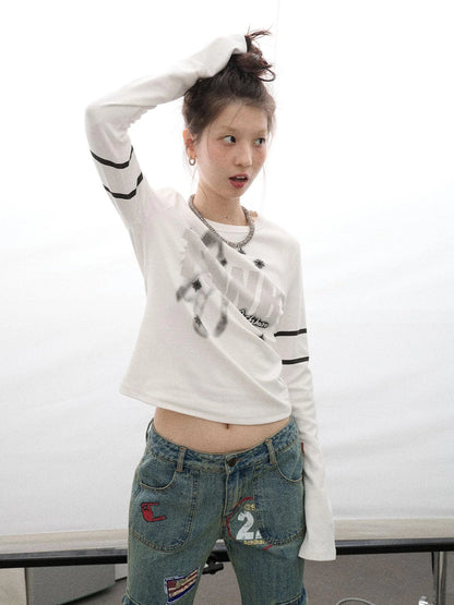 Tyndall Effect Short Sleeve Tee Warp Print Peace Message