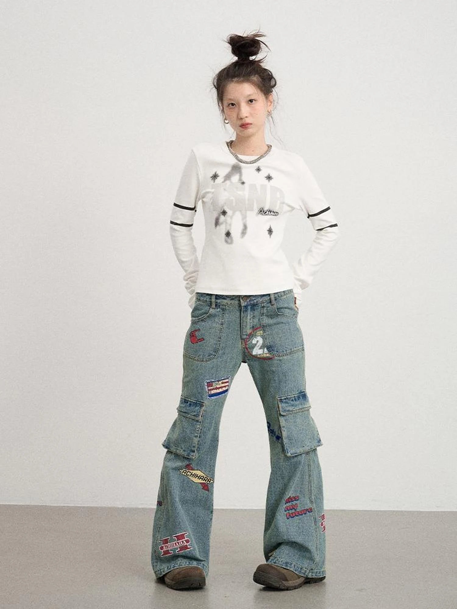 Tyndall Effect Short Sleeve Tee Warp Print Peace Message