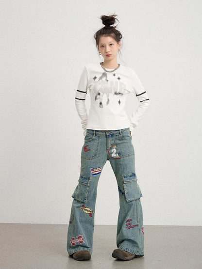 Tyndall Effect Short Sleeve Tee Warp Print Peace Message