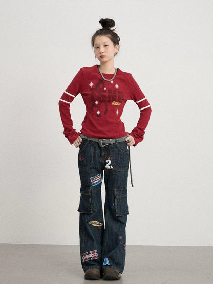 Tyndall Effect Short Sleeve Tee Warp Print Peace Message