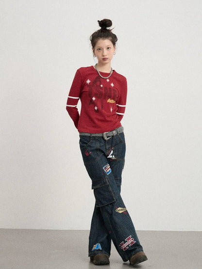 Tyndall Effect Short Sleeve Tee Warp Print Peace Message