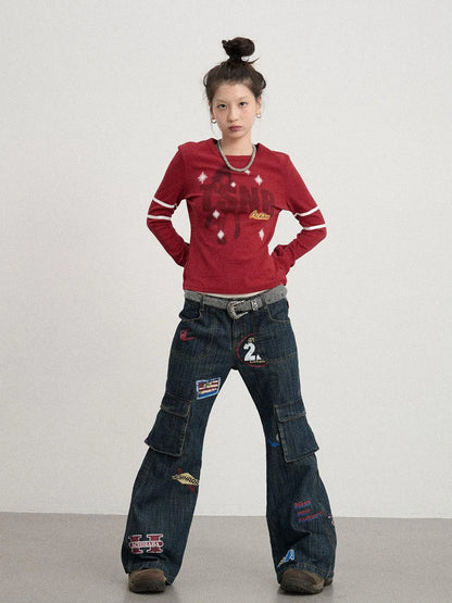 Tyndall Effect Short Sleeve Tee Warp Print Peace Message