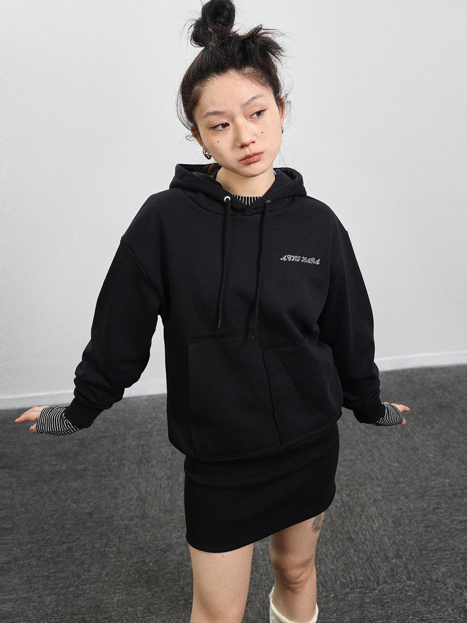 Achihara Unisex Cotton Spandex Slim Fit Sweater Dress V Neck T Shirt Long Sleeve