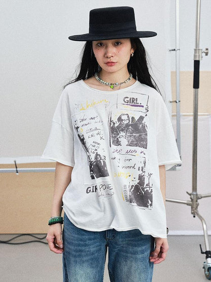 Achihara Unisex Graphic Tee Girl Power Black White