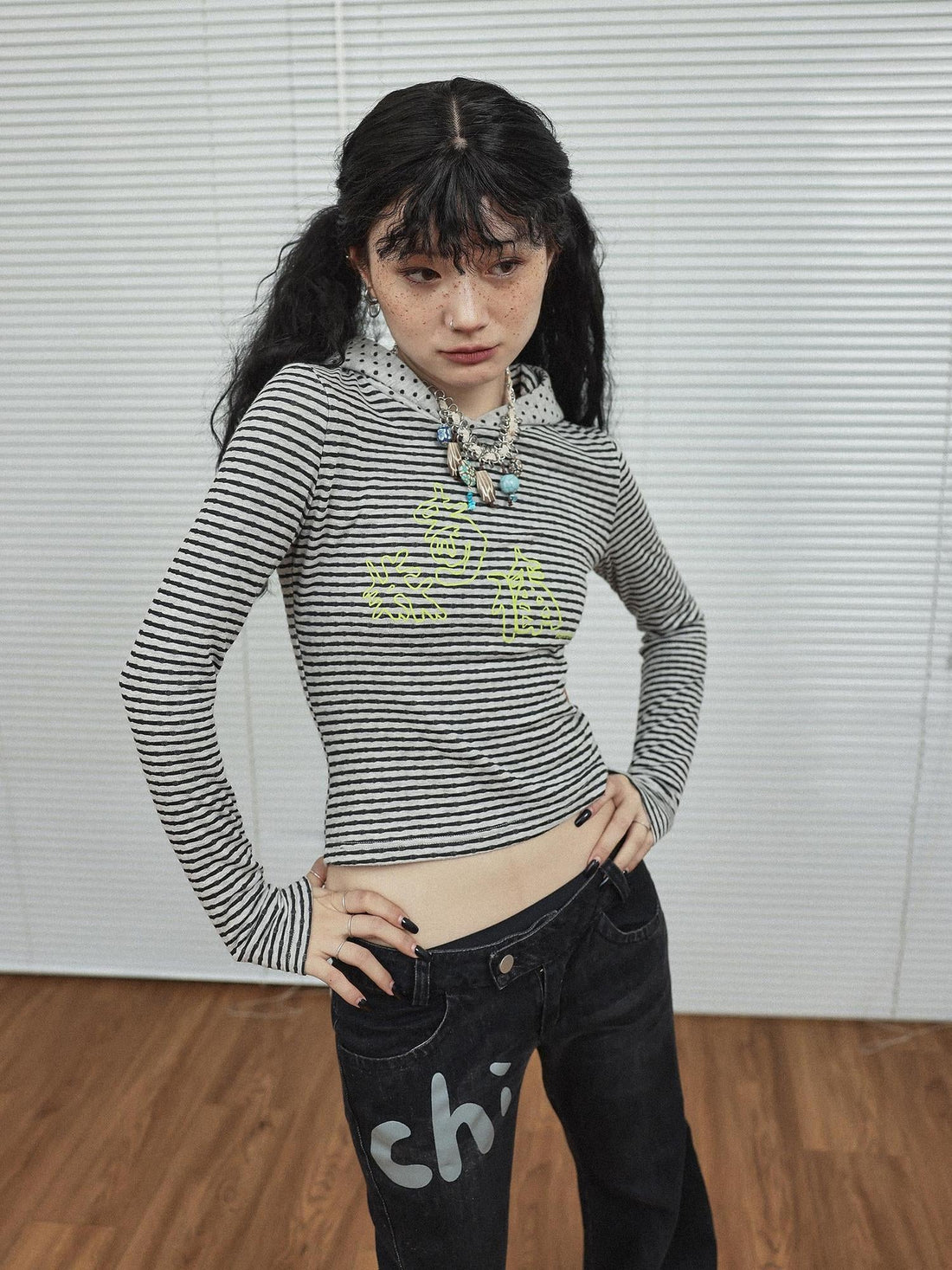 Achihara Universe Stripe Hoodie Soft Vintage Print Tee