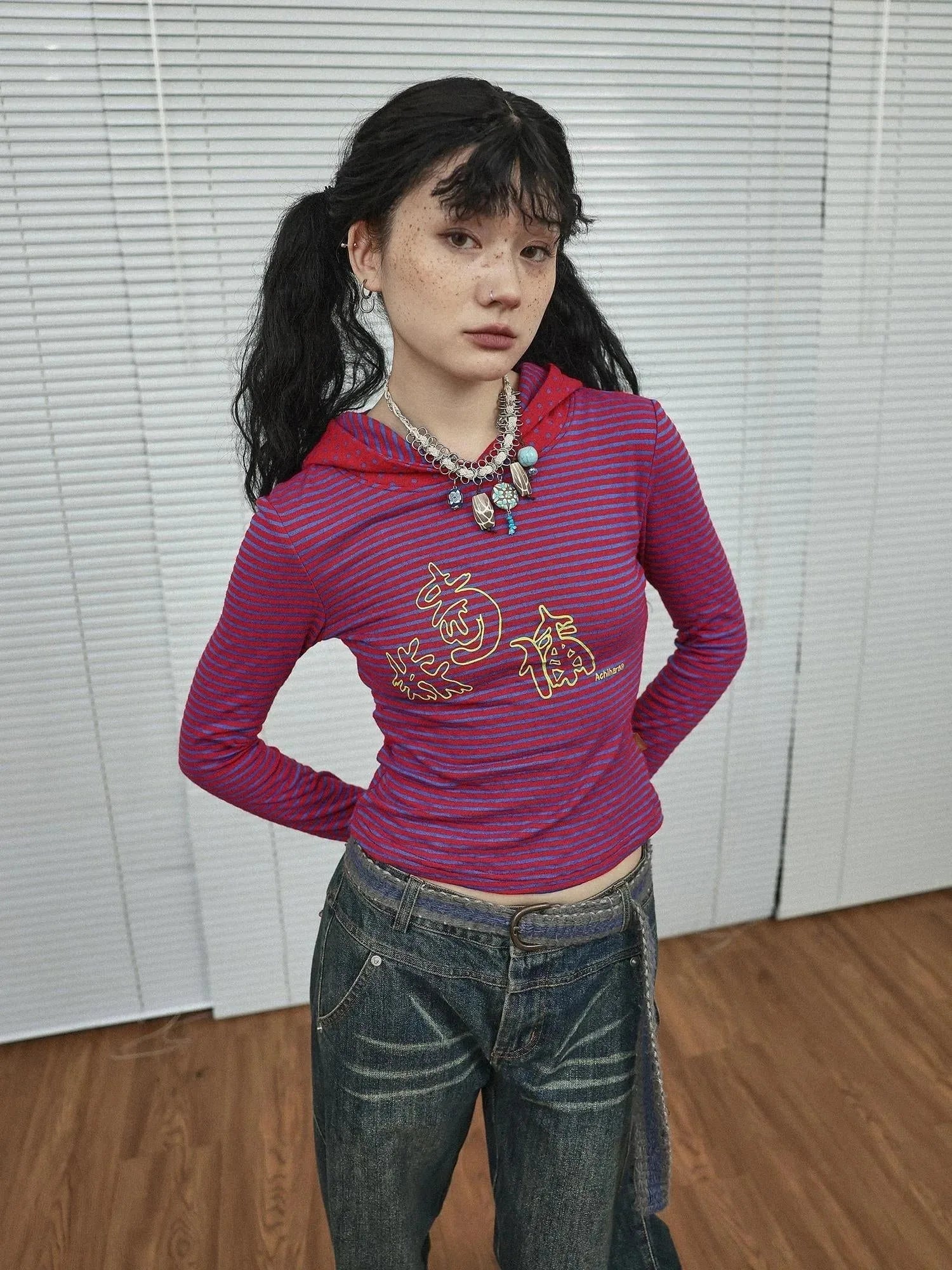 Universe Stripe Hoodie Soft Vintage Print Tee