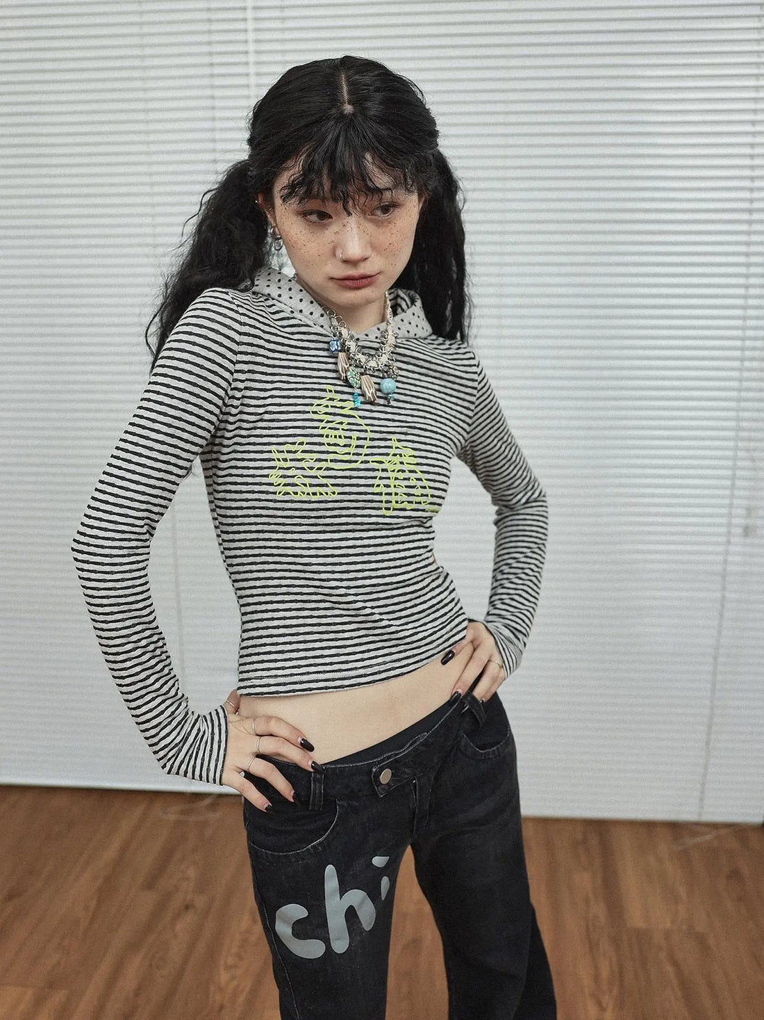 Universe Stripe Hoodie Soft Vintage Print Tee