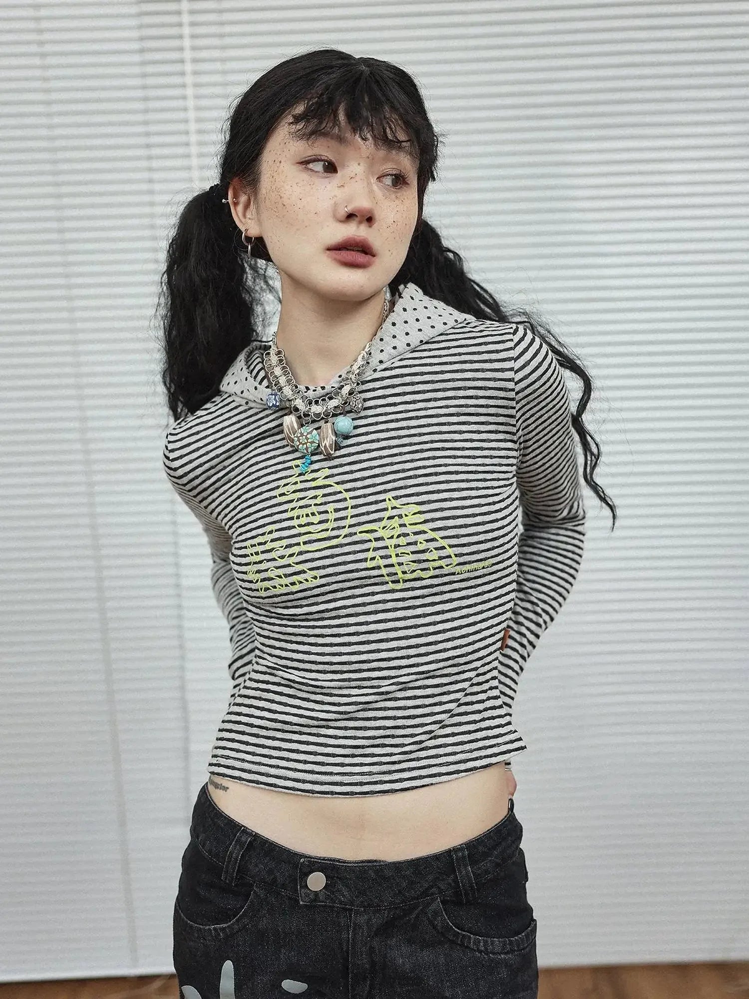 Universe Stripe Hoodie Soft Vintage Print Tee