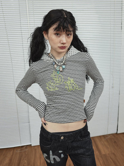Achihara Universe Stripe Hoodie Soft Vintage Print Tee