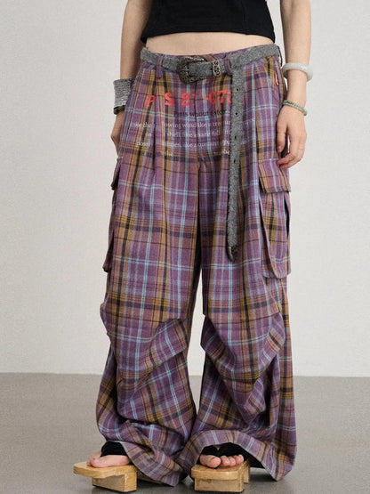 Unstoried Plaid Wide Leg Trousers