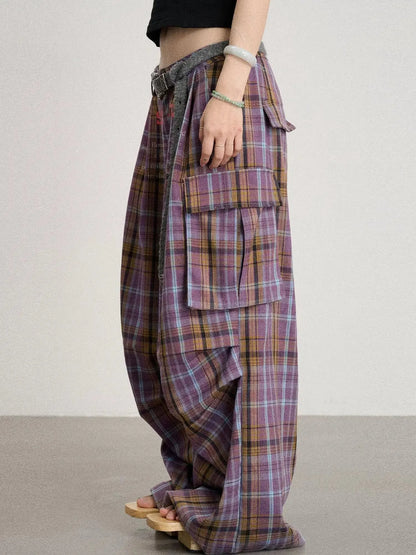 Unstoried Plaid Wide Leg Trousers