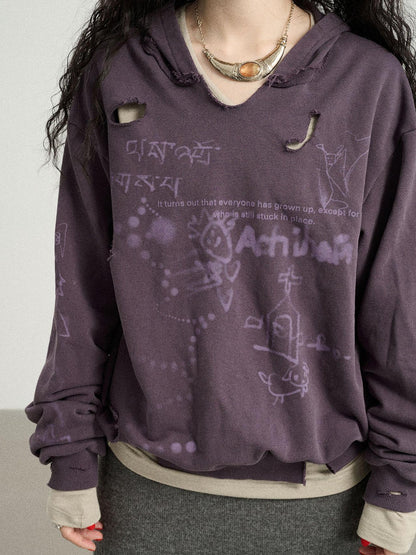 Achihara Utopia Distressed Hoodie