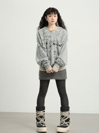 Achihara Utopia Distressed Hoodie