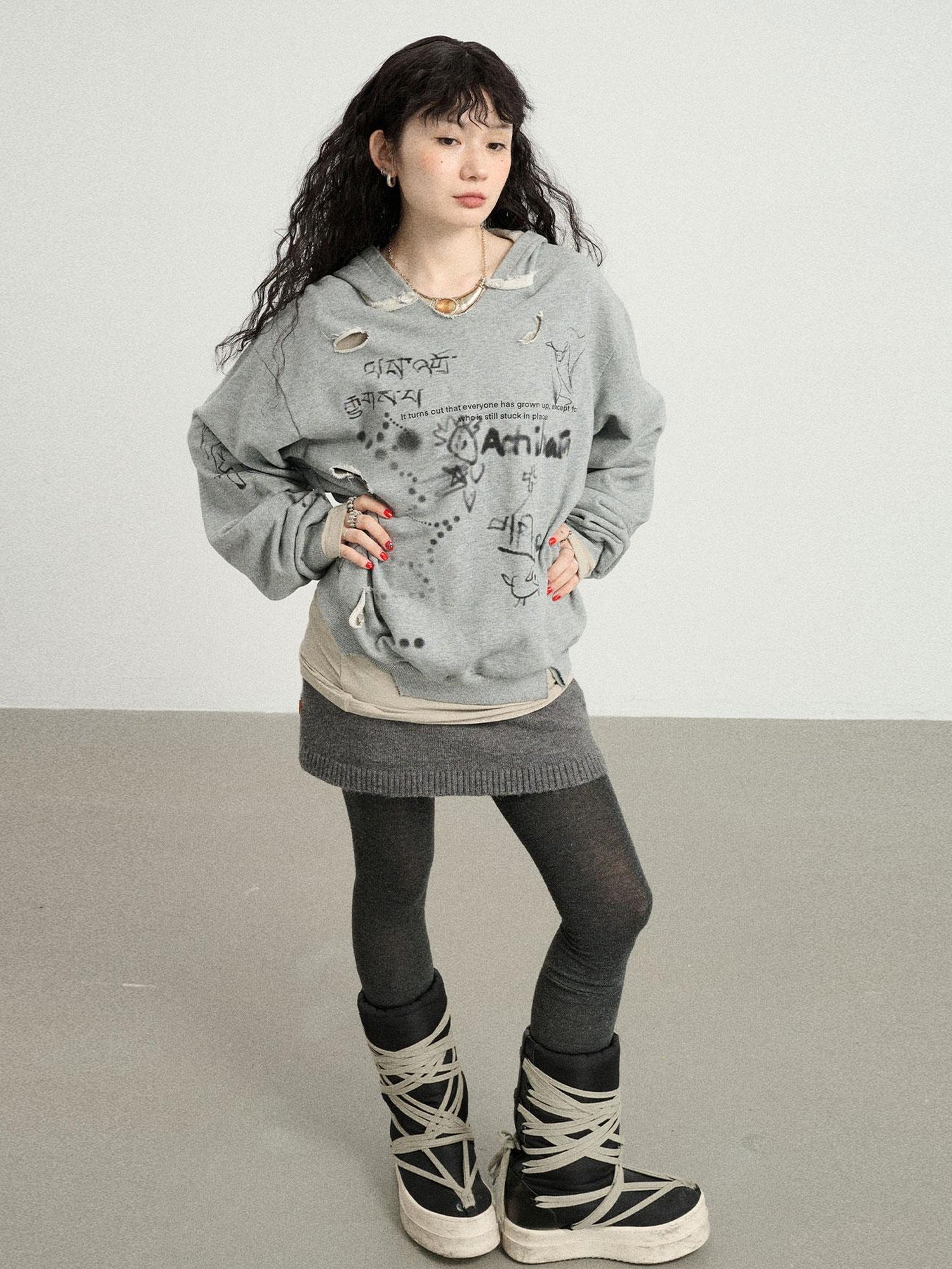 Achihara Utopia Distressed Hoodie