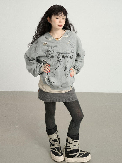 Achihara Utopia Distressed Hoodie