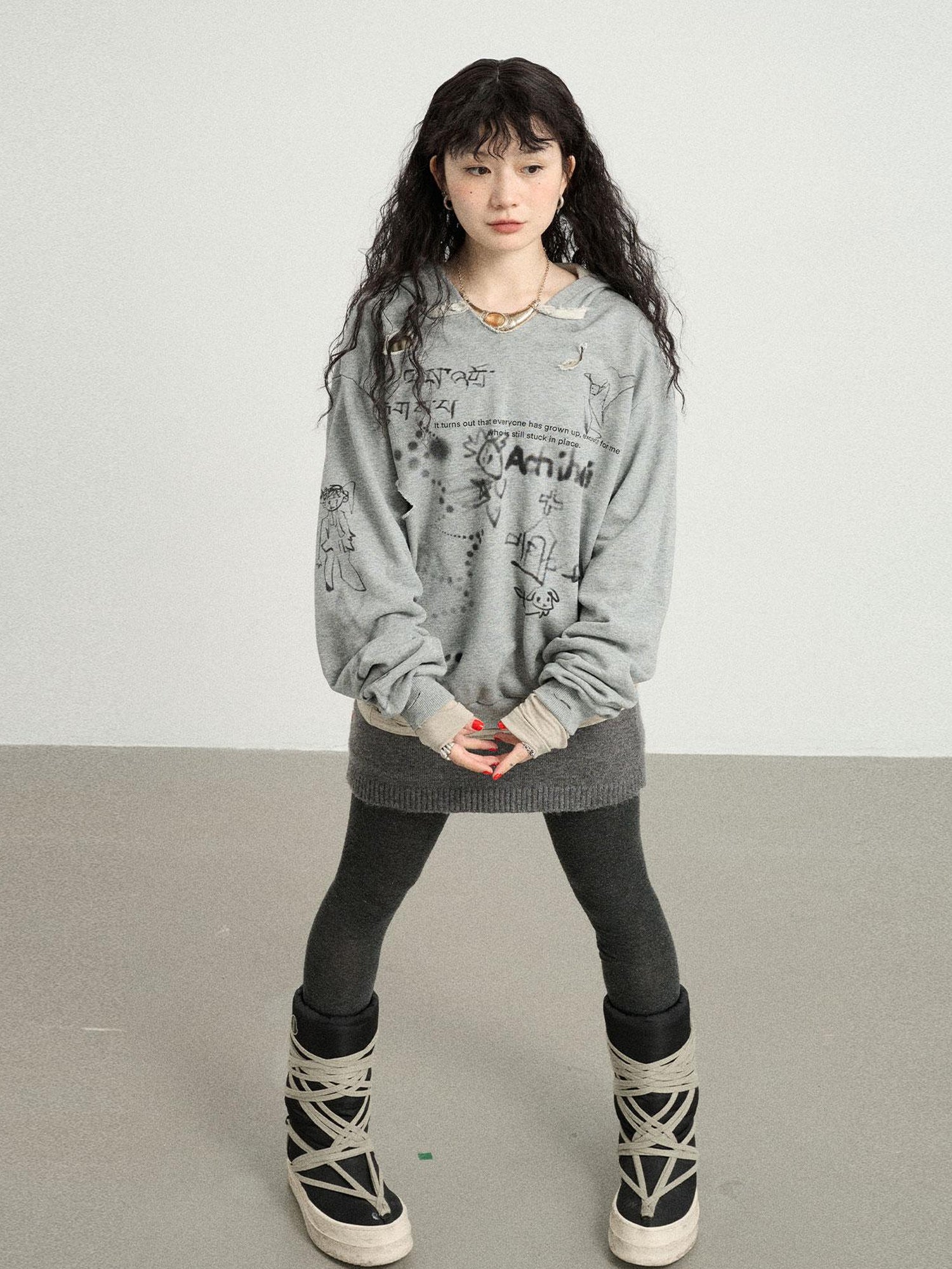 Achihara Utopia Distressed Hoodie