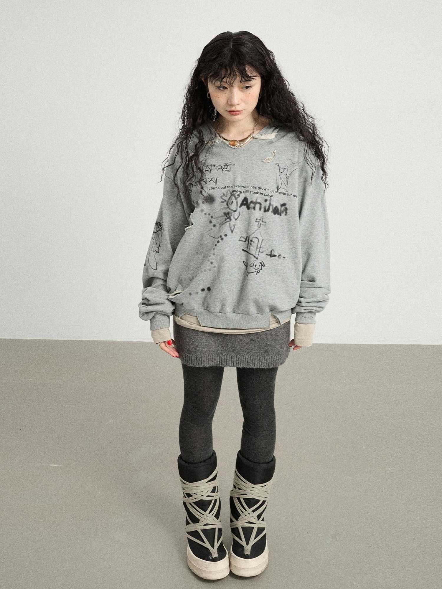 Achihara Utopia Distressed Hoodie