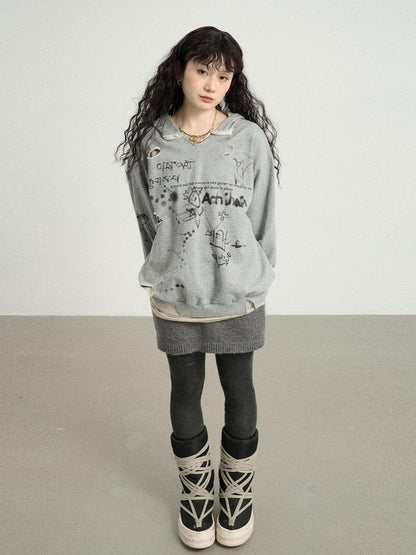Achihara Utopia Distressed Hoodie
