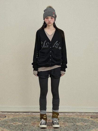 Achihara Uv Protection Loose Fit V Neck Women Jersey Knit Button Front Cardigan