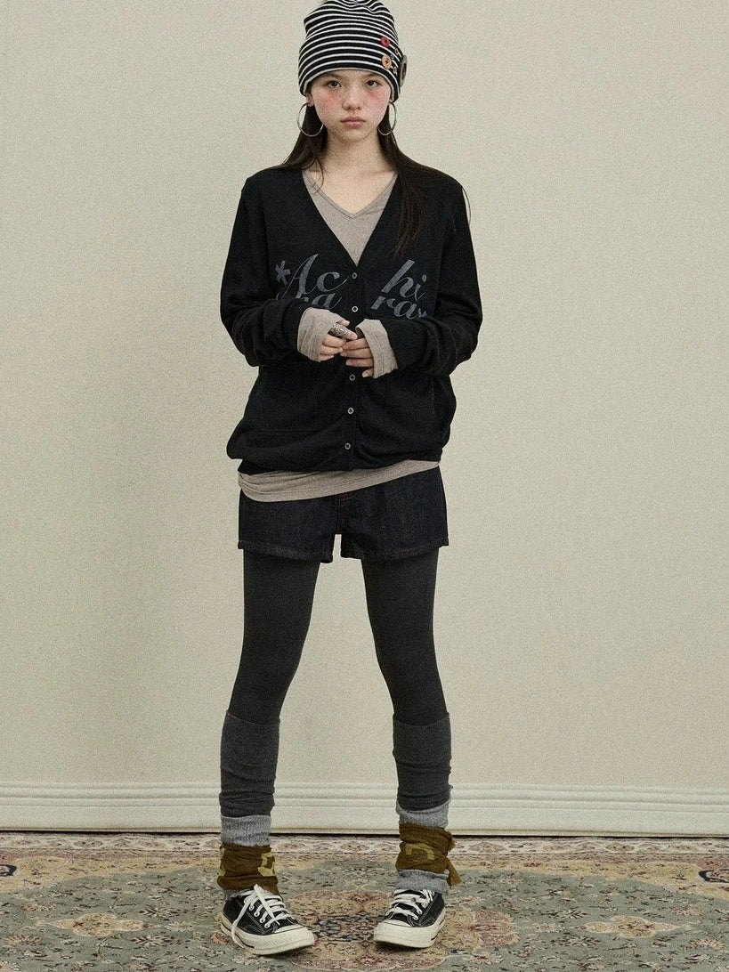 Achihara Uv Protection Loose Fit V Neck Women Jersey Knit Button Front Cardigan