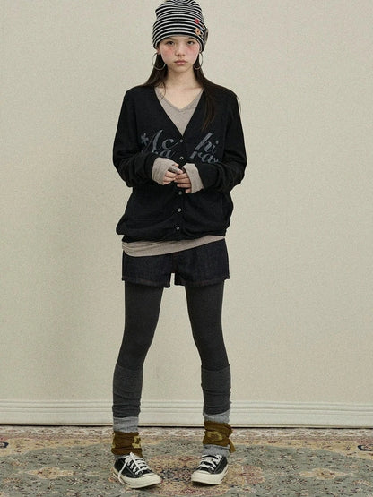 Achihara Uv Protection Loose Fit V Neck Women Jersey Knit Button Front Cardigan