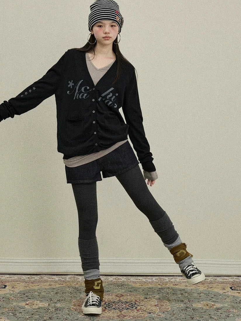 Achihara Uv Protection Loose Fit V Neck Women Jersey Knit Button Front Cardigan