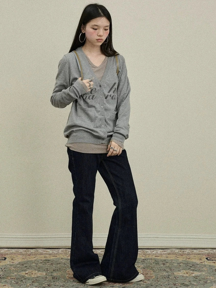 Achihara Uv Protection Loose Fit V Neck Women Jersey Knit Button Front Cardigan