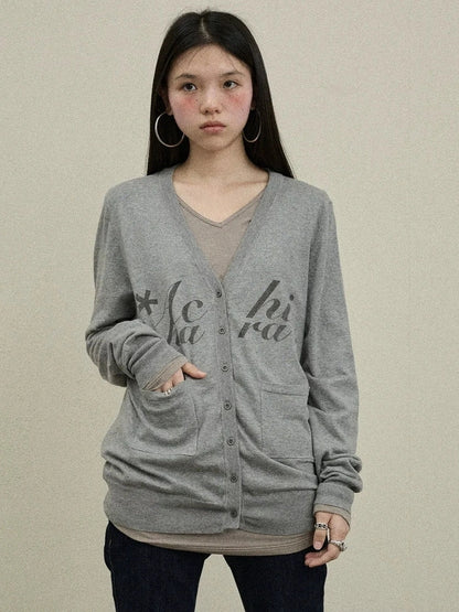 Achihara Uv Protection Loose Fit V Neck Women Jersey Knit Button Front Cardigan