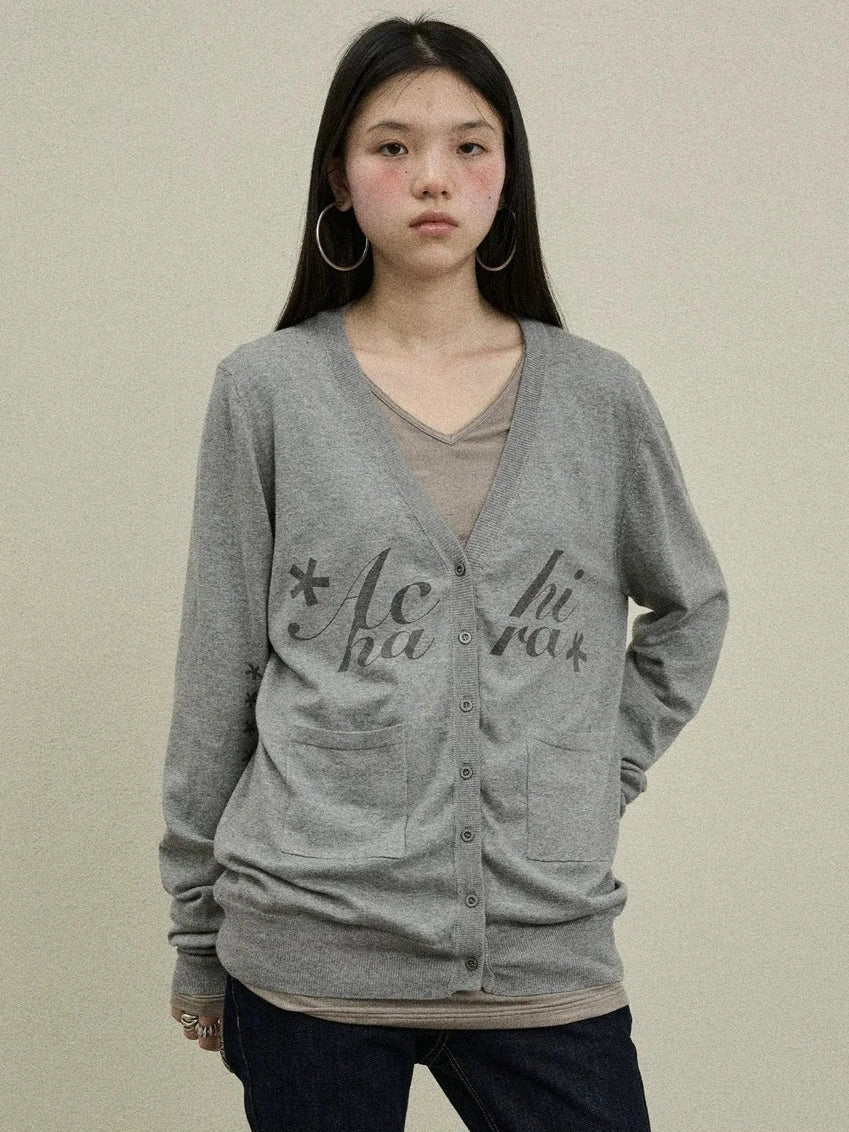 Achihara Uv Protection Loose Fit V Neck Women Jersey Knit Button Front Cardigan