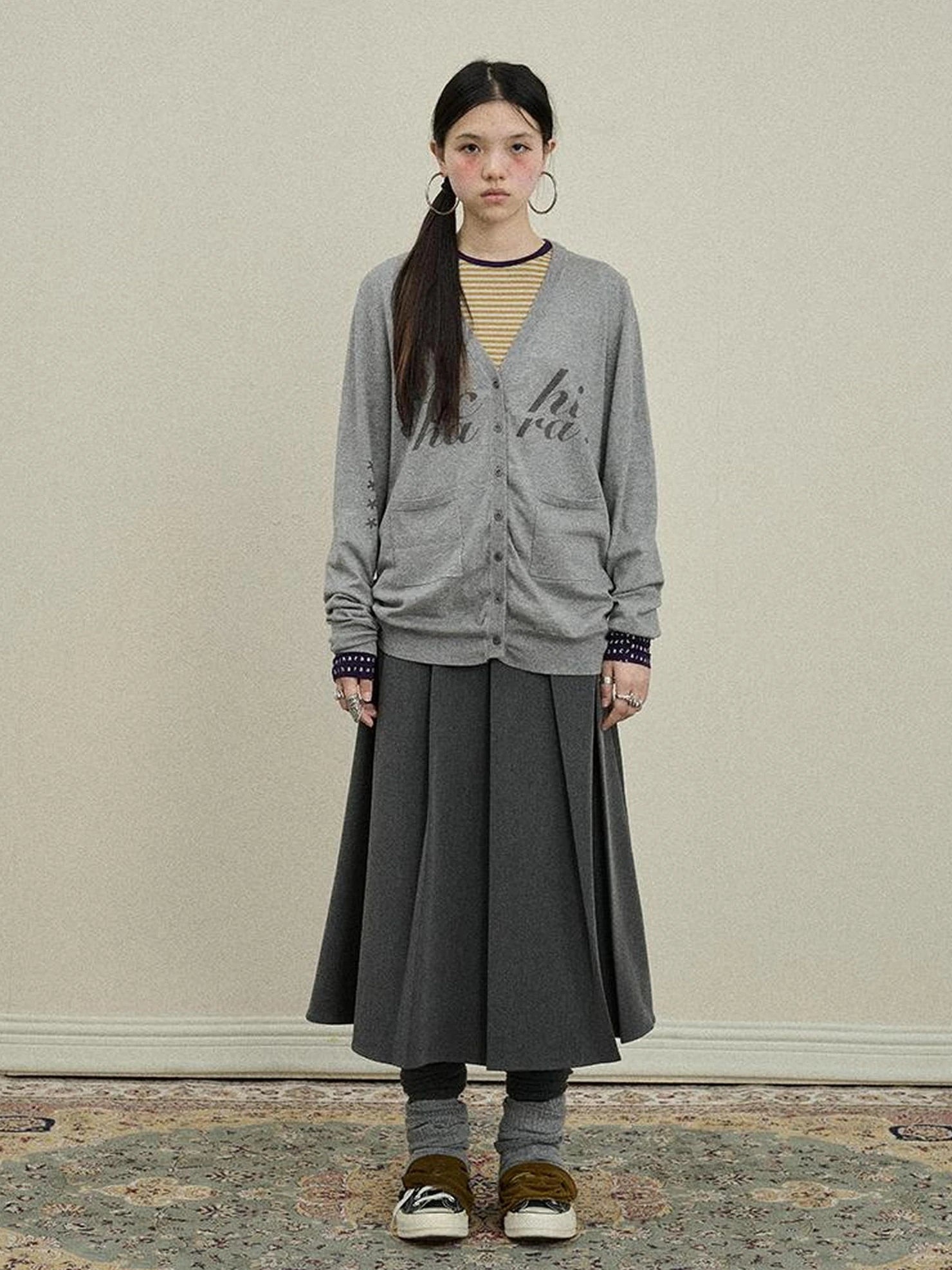 Achihara Uv Protection Loose Fit V Neck Women Jersey Knit Button Front Cardigan