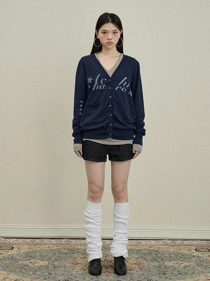 Achihara Uv Protection Loose Fit V Neck Women Jersey Knit Button Front Cardigan