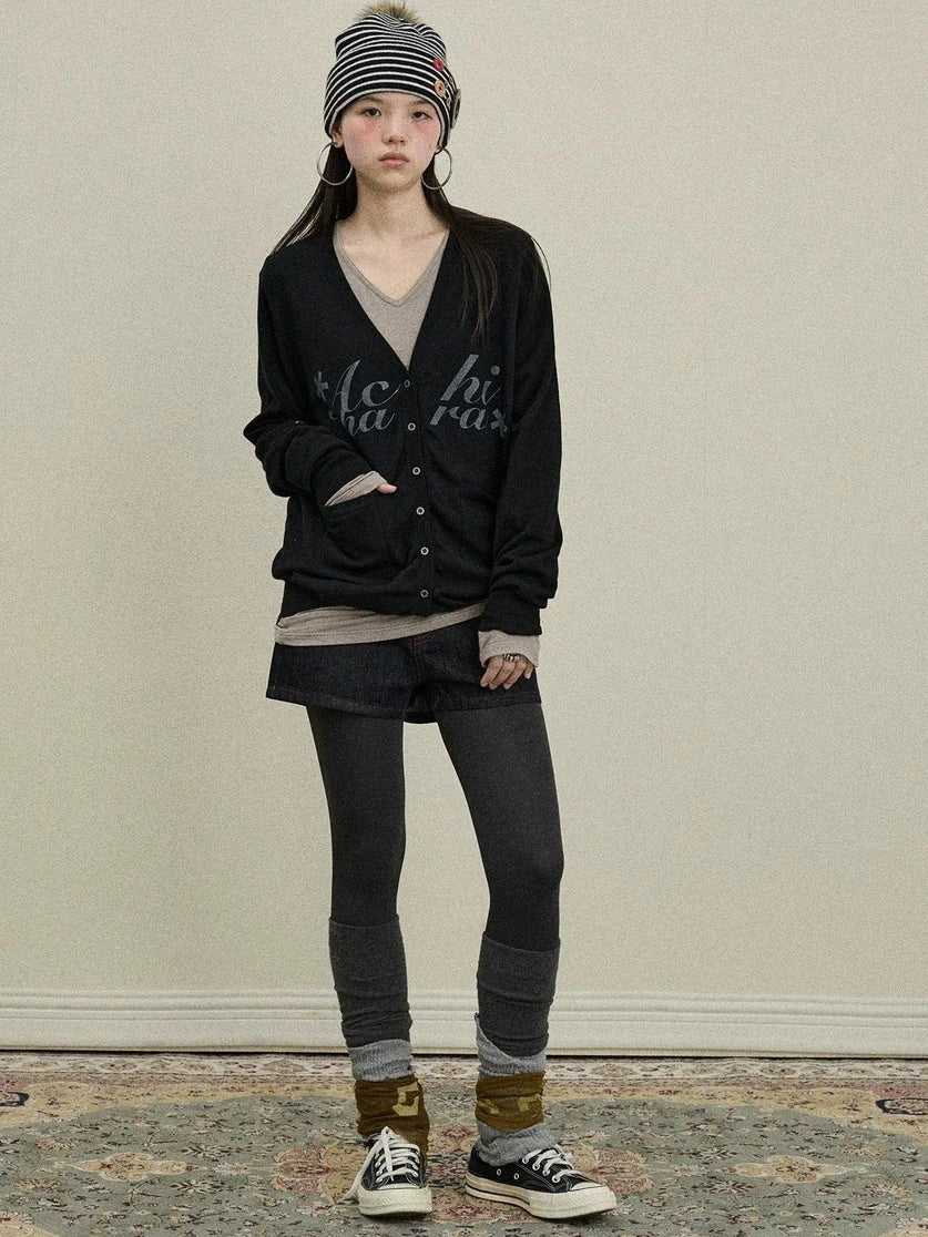 Achihara Uv Protection Loose Fit V Neck Women Jersey Knit Button Front Cardigan