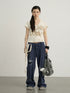 Achihara V-Neck Frayed Hem Cotton Tee With Melted Fruit Print-1