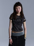 Achihara Vintage Distressed Wrap Cutout Polka Dot Cropped Women&