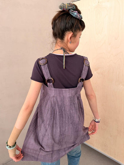 Achihara Vintage Embroidered Pocket Pinafore Women&