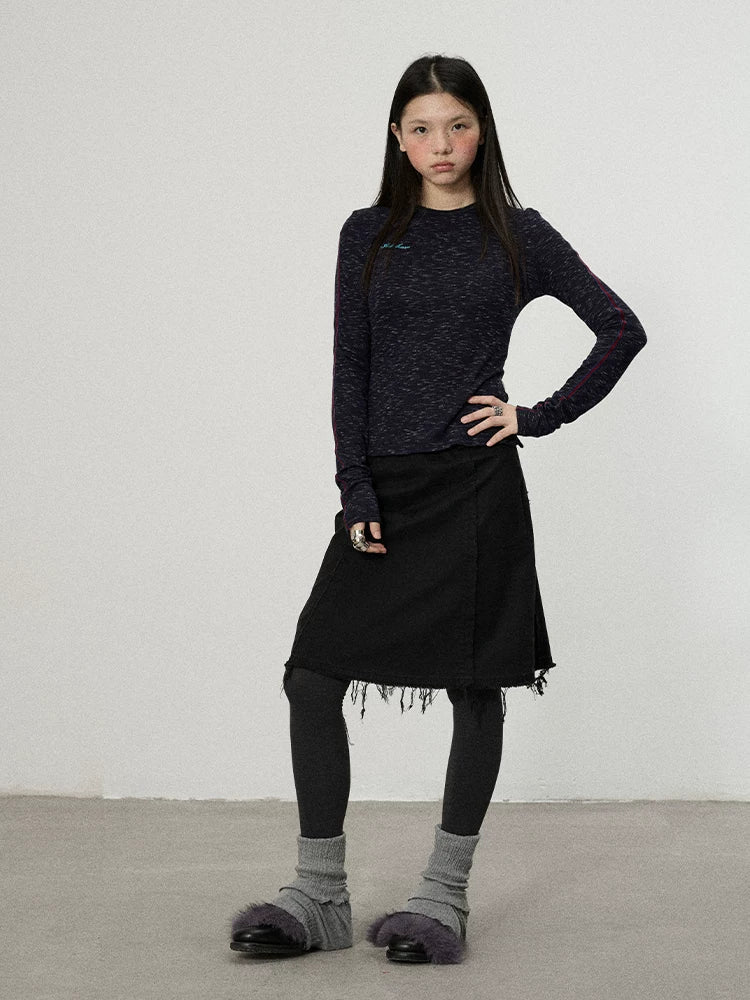 Achihara Vintage Fade Cotton Slip Skirt-5