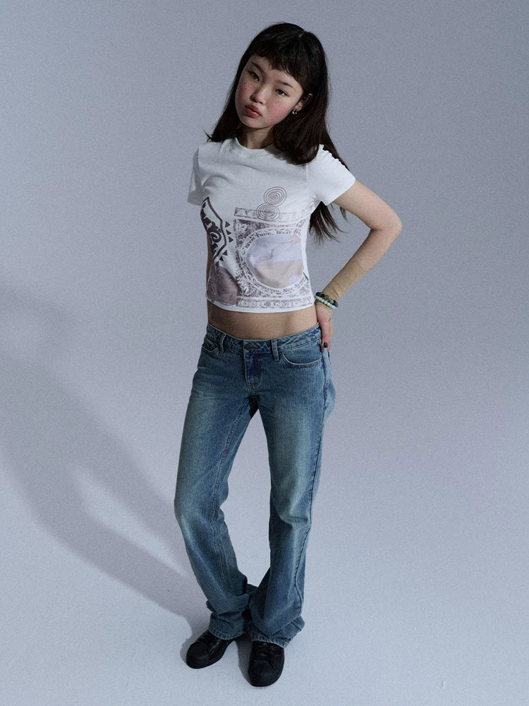 Achihara Vintage Geometric Print Slim Fit Women&