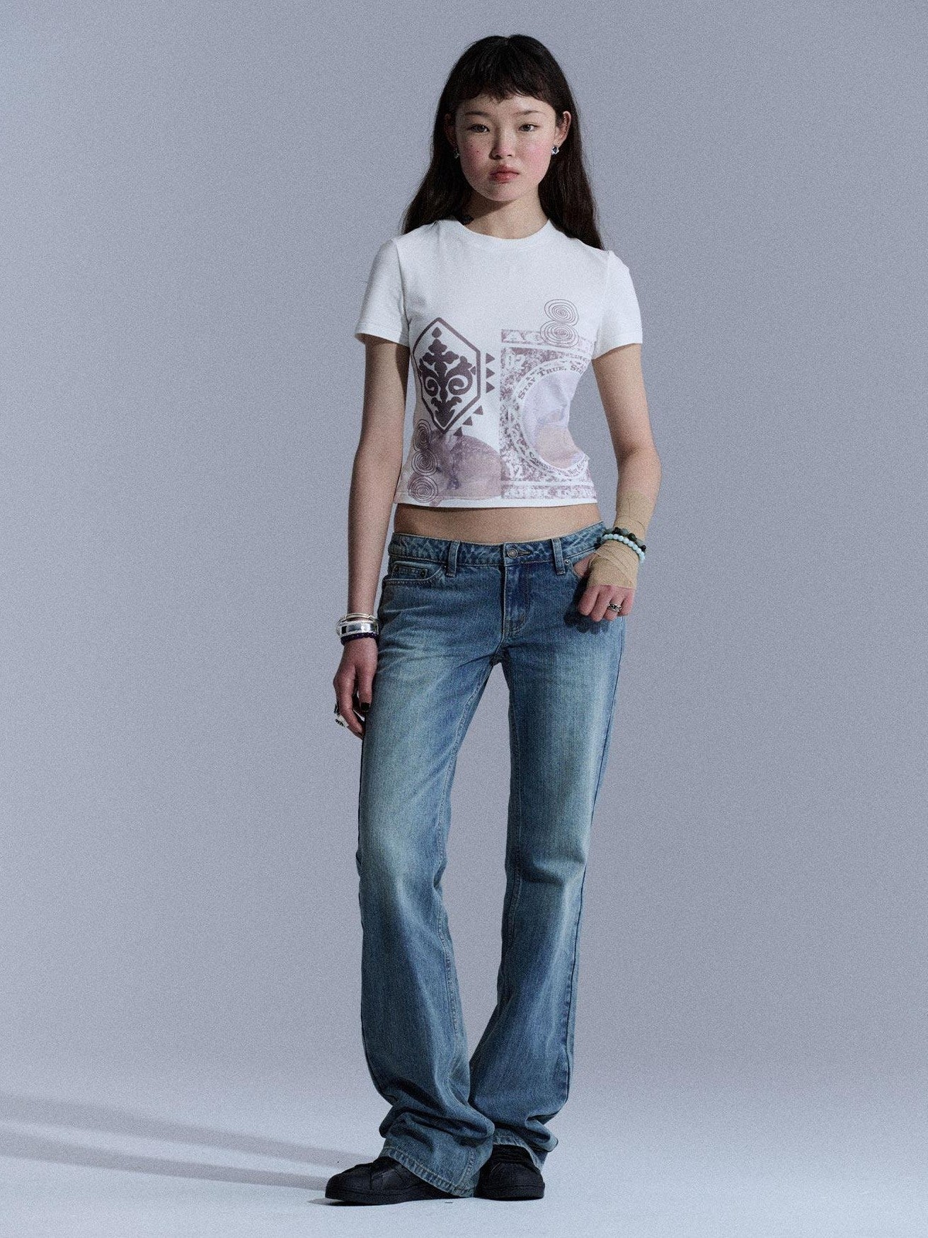 Achihara Vintage Geometric Print Slim Fit Women&