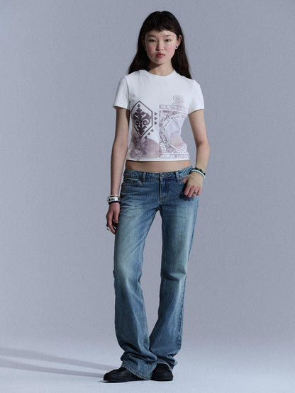 Achihara Vintage Geometric Print Slim Fit Women&