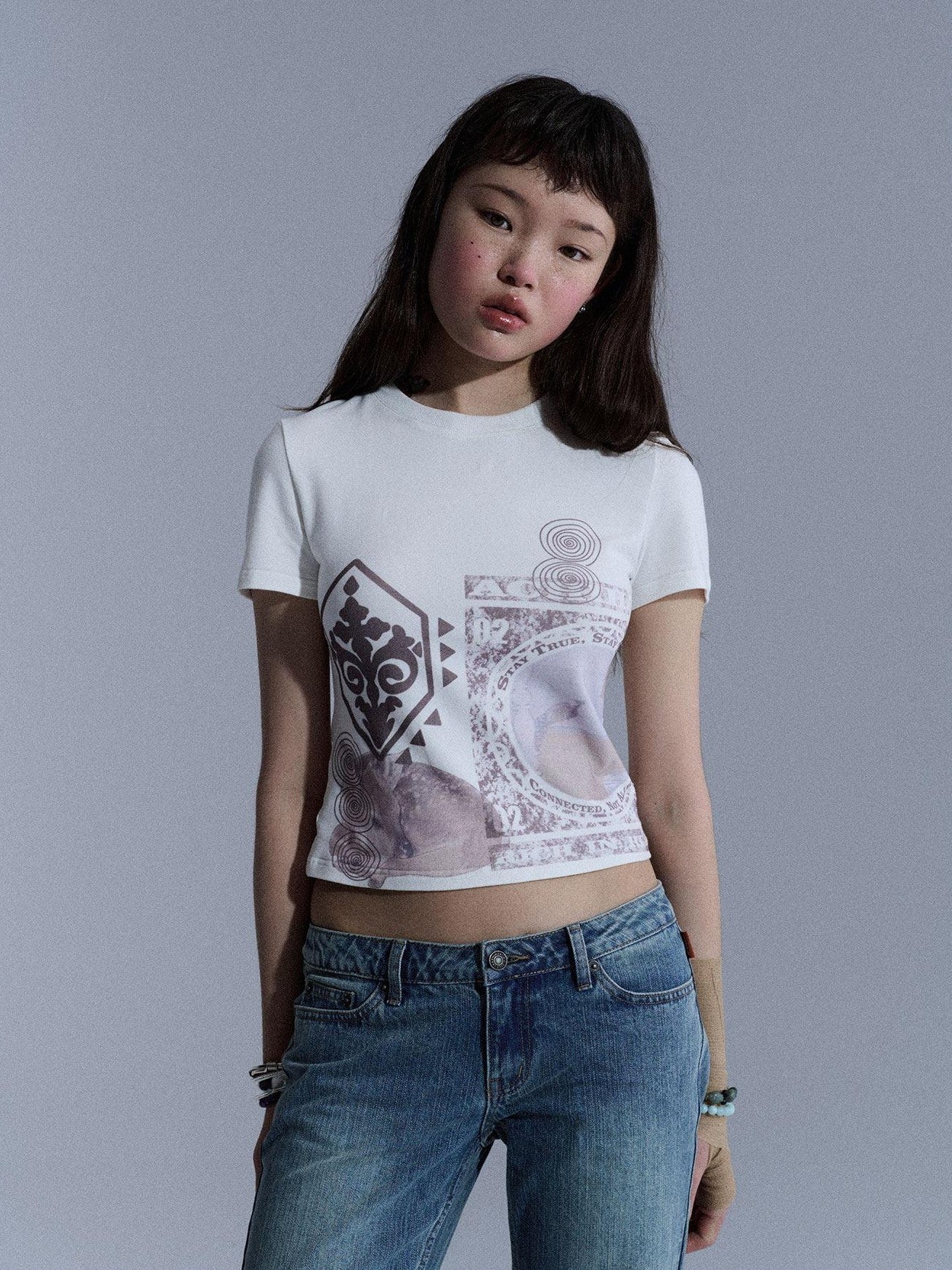 Achihara Vintage Geometric Print Slim Fit Women&