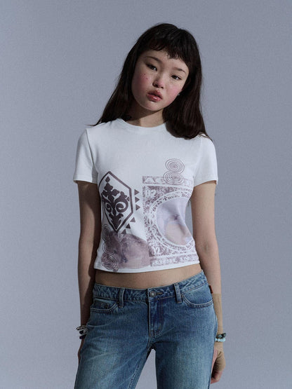 Achihara Vintage Geometric Print Slim Fit Women&