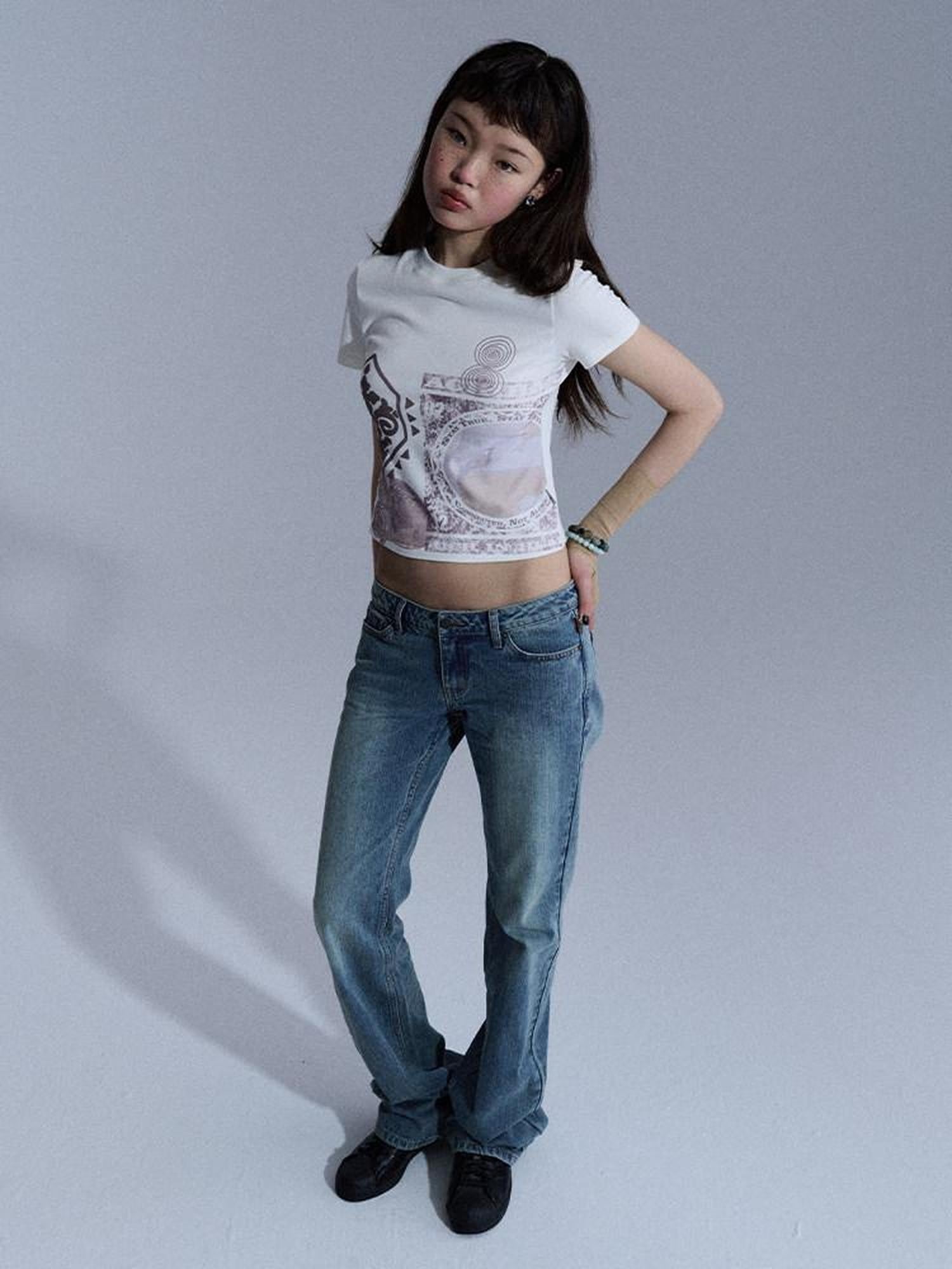 Achihara Vintage Geometric Print Slim Fit Women&
