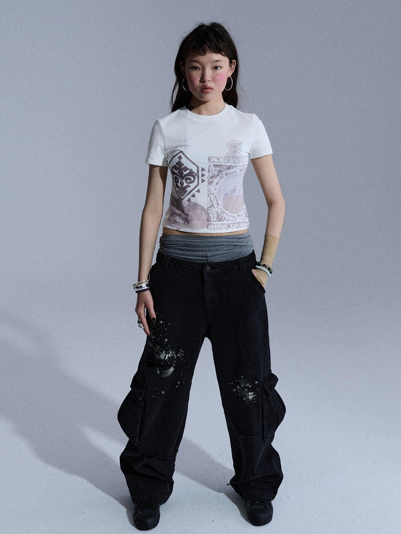 Achihara Vintage Geometric Print Slim Fit Women&