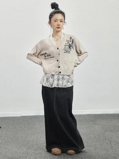 Vintage Love Knit Sweater With Lennon Ono Print