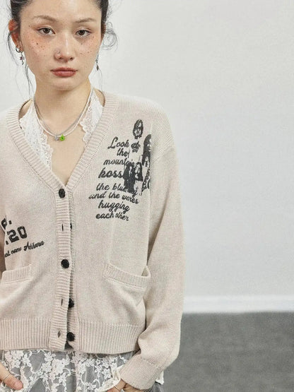 Vintage Love Knit Sweater With Lennon Ono Print