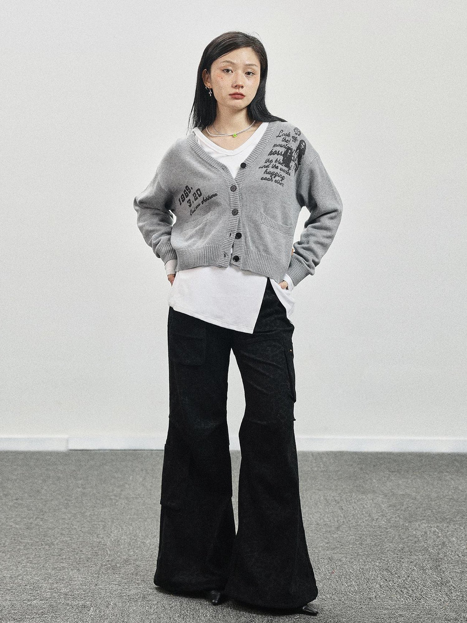Achihara Vintage Love Knit Sweater With Lennon Ono Print