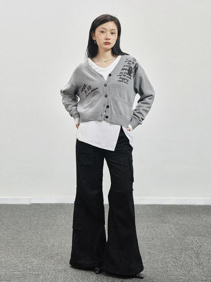 Achihara Vintage Love Knit Sweater With Lennon Ono Print