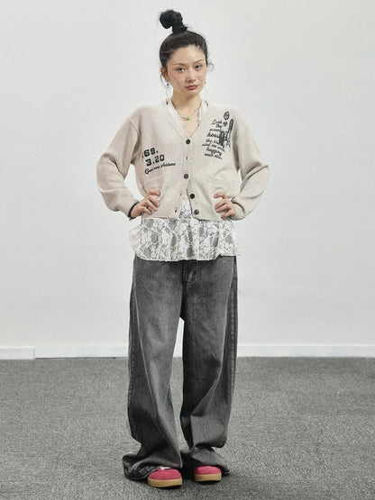 Vintage Love Knit Sweater With Lennon Ono Print