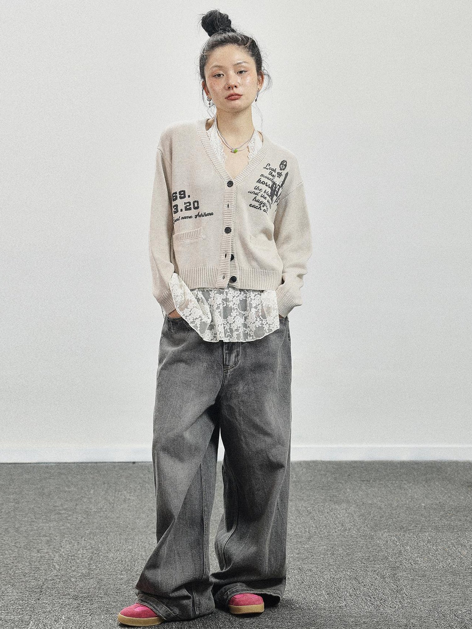Achihara Vintage Love Knit Sweater With Lennon Ono Print