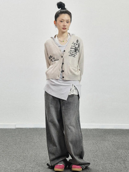 Vintage Love Knit Sweater With Lennon Ono Print